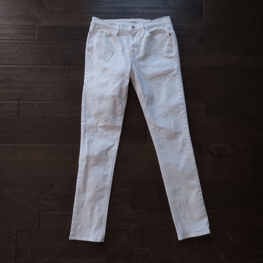 Frame Le Nik Straight Leg Jeans High Rise White